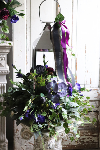 Angelo Garden Violet 2, komplet dekoracji nagrobnych, lampion + bukiet