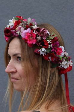 Berta Pink, ślubny wianek na głowę dla Panny Młodej, rozmiar uniwersalny