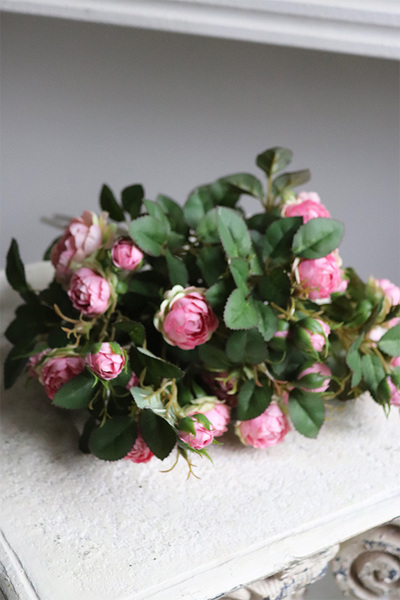 Róża Natural Pink, gałązka sztucznej róży