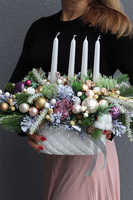 Fioletina, zestaw dekoracji świątecznych, girlanda + stroik