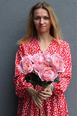 Love Me Rose, bukiet peonii do wazonu, ciepły róż, dł.45cm