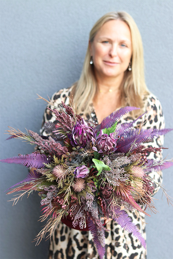 Wiśniowa Medina Big, welurowy flowerbox jesienny