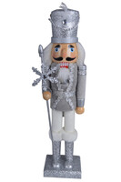 Nutcracker Velurre, figurka dziadek do orzechów, silver, wym.9x8,5x38cm