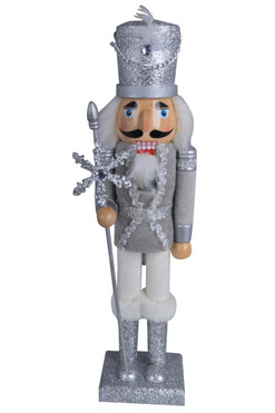 Nutcracker Velurre, figurka dziadek do orzechów, silver, wym.9x8,5x38cm