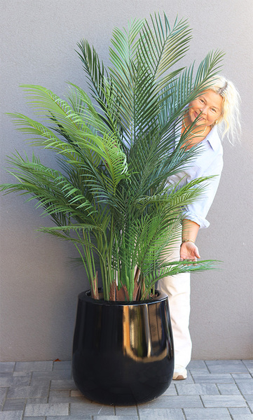 Palma Fiberglass London, sztuczna palma w lśniącej donicy