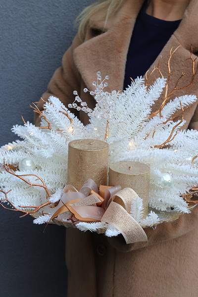 Zimowy Zagajnik, stroik świąteczny na talerzu