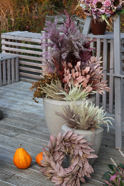 Wrzosowisko Creme Fall, jesienna dekoracja w ceramicznej donicy