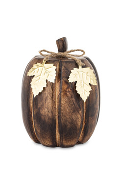 Wood Pumpkin Gold, dekoracyjna dynia drewniana D, wym.20x14cm
