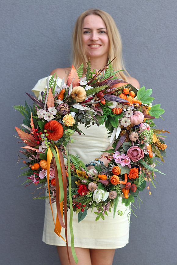 Jesienna Melodia, jesienny wianek na drzwi, śr.52cm