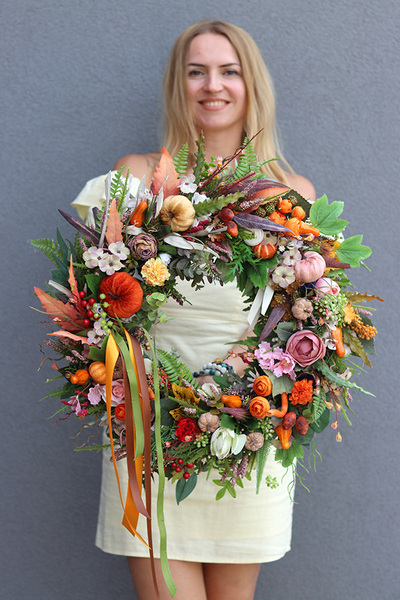 Jesienna Melodia, jesienny wianek na drzwi, śr.52cm