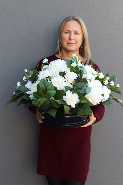 White Heart Chryzantemy, komplet dekoracji nagrobnych, kompozycja+bukiet