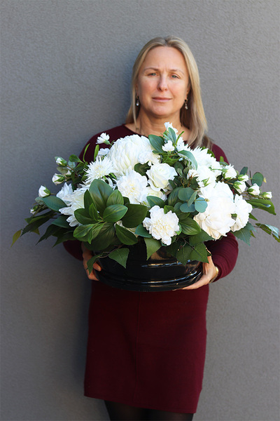 White Heart Chryzantemy, komplet dekoracji nagrobnych