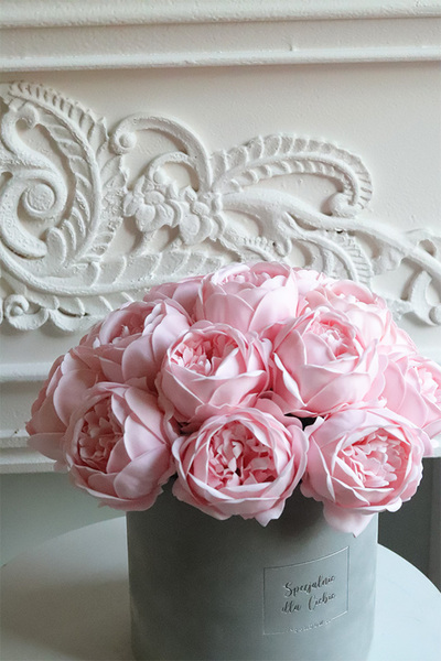 Soap Opera Light Pink, flowerbox na walentynki z mydlanymi kwiatami