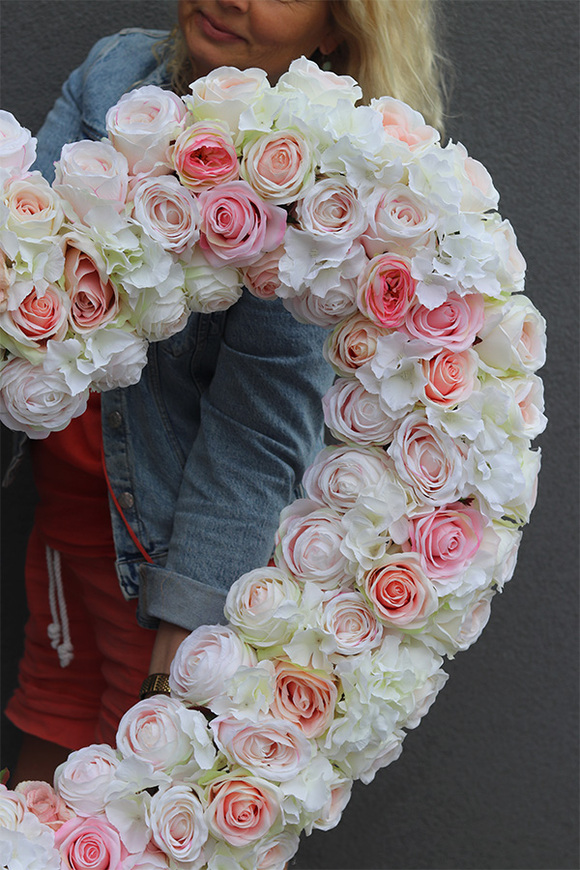 Pink Heart, duże serce z róż