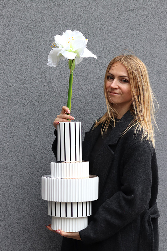 Noir Glamour, ceramiczny nowoczesny wazon