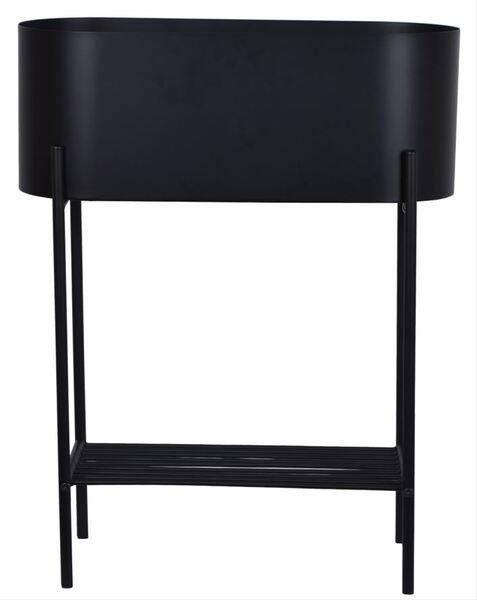 Modern Oval, osłonka / kwietnik z półką, czarna, wys.63cm