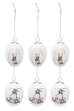OD RĘKI atrakcyjny zestaw zawieszek z królikami na Wielkanoc, kpl.6szt