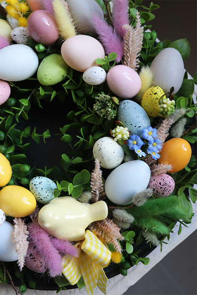 Moko Easter Pastelle A, wielkanocny stroik na talerzu, śr.31cm