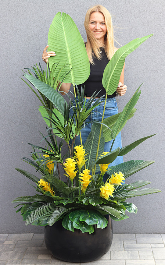 Greenpoint Walter, kompozycja z bromelią w donicy fiberglass