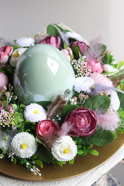 Easteria Mystery, wielkanocny stroik na talerzu z jajem, śr.33cm