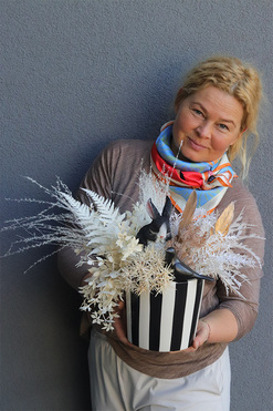 Beige Boho, wiosenny stroik z zajączkiem, wys.35cm