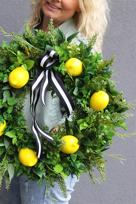 Citrones 3, zielony wianek na drzwi z owocami