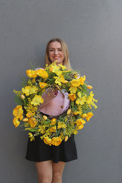 OD RĘKI Słoneczne Pola, wiosenny wianek dekoracyjny, śr.50cm