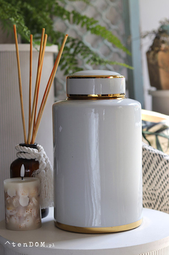 OD RĘKI Chisa White, amfora pojemnik z pokrywką B, wym.28x20cm 