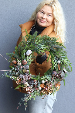 OD RĘKI Cynamonowe Święta 2, świąteczny wianek na drzwi, śr.50cm 