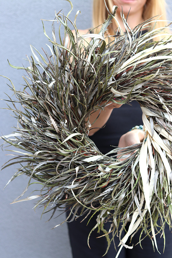 Boho Netre, dekoracyjny wianek z suszonych i stabilizowanych roślin, śr.50cm