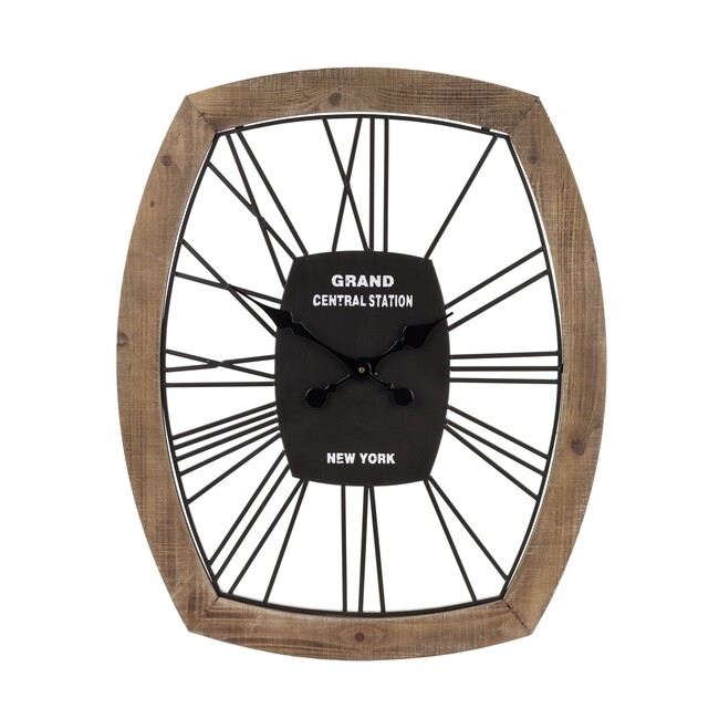 metalowo - drewniany zegar ścienny, Grand, wym.80.5x66x3cm