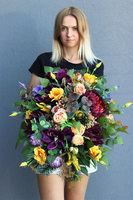 Jesienna Pora, fioletowo-żółta wiązanka nagrobna