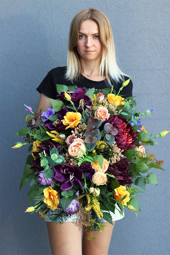 Jesienna Pora, fioletowo-żółta wiązanka nagrobna