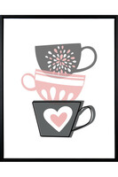 Cups, obraz 3D w drewnianej ramie