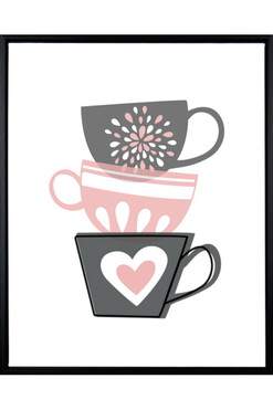 Cups, obraz 3D w drewnianej ramie, wym.50x40cm