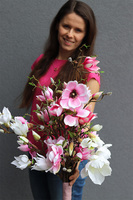 bukiet różowych kwiatów, Magnolie