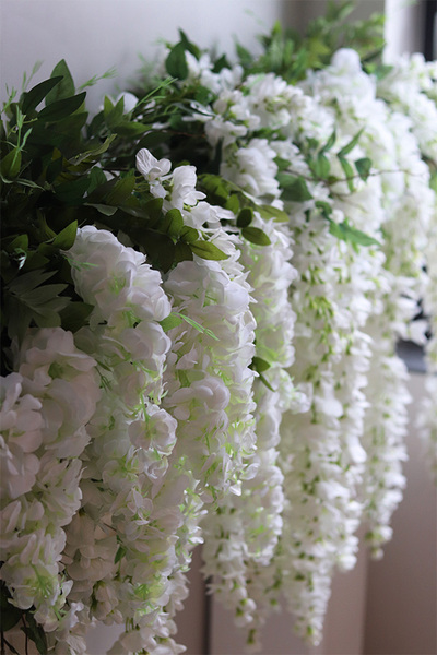 elegancka girlanda z białymi kwiatami, Wisterianna New