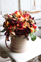 Gerita LED, bordowy flowerbox świąteczny