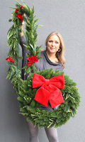 Natural Christmas Velvet, iglasty wianek z kokardą