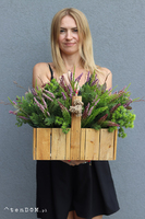 Otono, wrzosy w drewnianej donicy