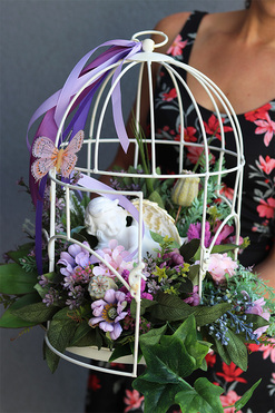 Santo, dekoracja nagrobna w klatce, wys.39cm 