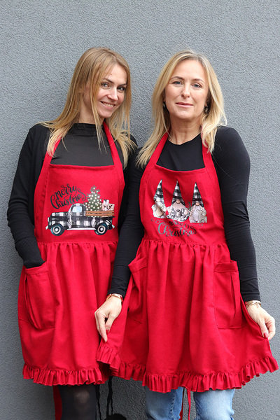 Christmas Kitchen, świąteczny fartuch kuchenny, czerwony