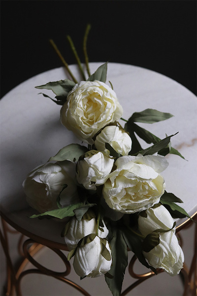 Peonie White Candy, gałązka sztucznej peonii