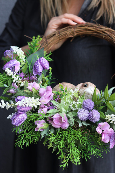 Króliczek Violet, wiosenny wianek z zajączkiem