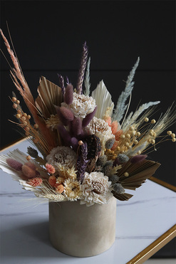 Orfitta Beige, welurowy flowerbox boho z suszem, wys.38cm