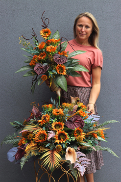 komplet dekoracji nagrobnych Słoneczniki Premium, wym.110/55cm