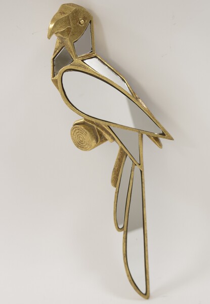 Parrot, złoty decor dekoracja ścienna papuga, wym.42x19x4cm