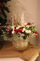 Czerwona Rezydencja Gold, stroik świąteczny LED