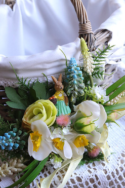 OD RĘKI Justyna, dekoracja do koszyczka z zajączkiem, wym.16x24cm