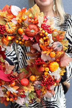 Bravissimo 4, jesienny wianek z pięknymi dodatkami, śr.54cm